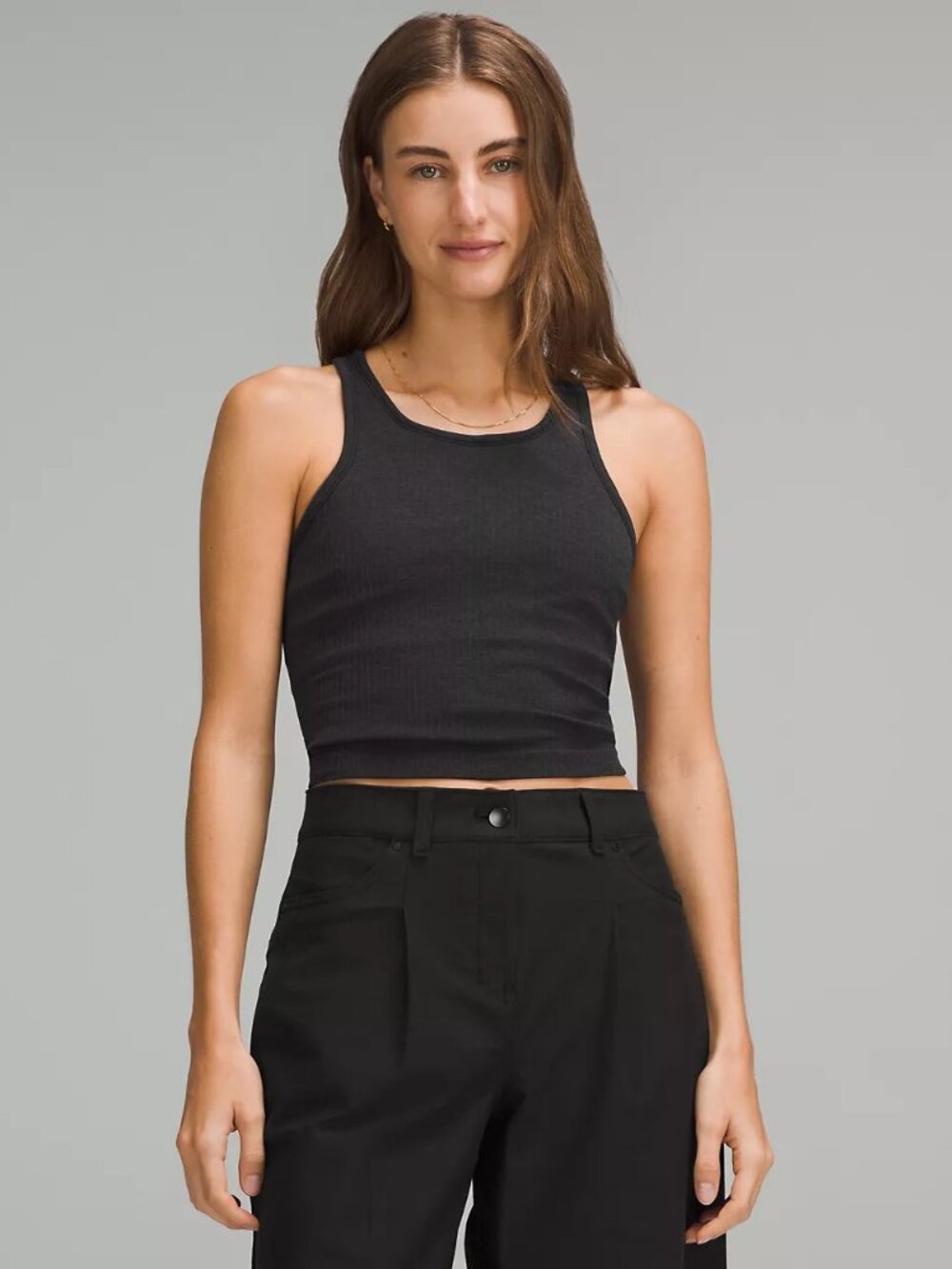 Ebb to Street Cropped Racerback Tank Top Light Support, B/C Cup Black